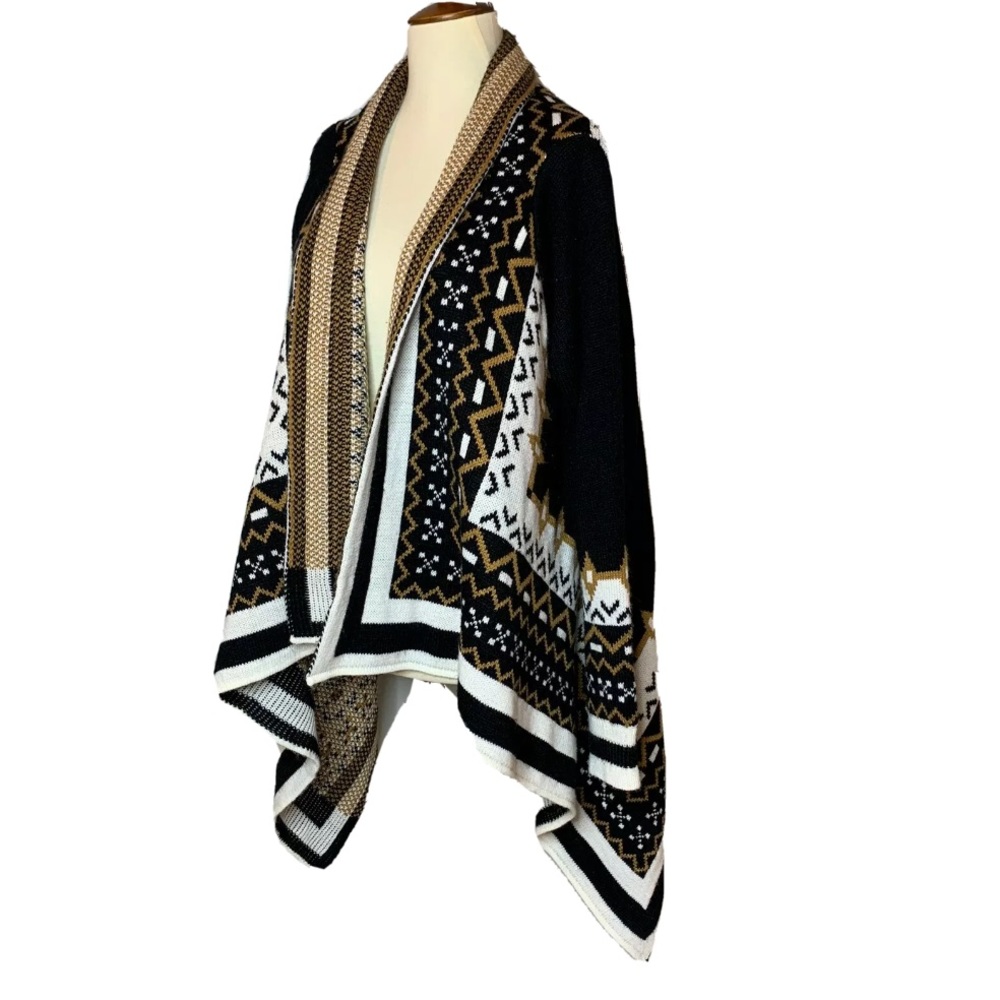 VOCAL USA Boutique Cardigan Sweater Black Gold S/M - Picture 2 of 8